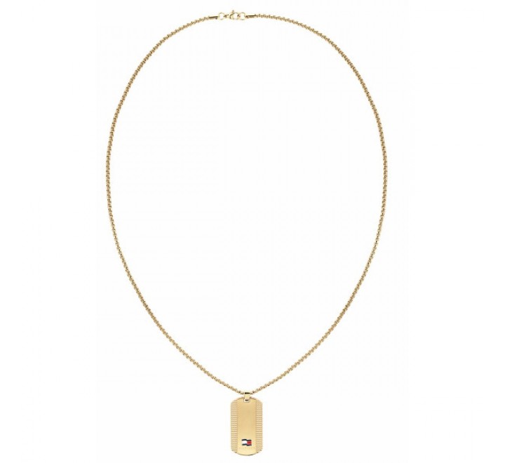 COLLAR TOMMY HILFIGER ACERO DORADO PLACA Y LOGO 2790423