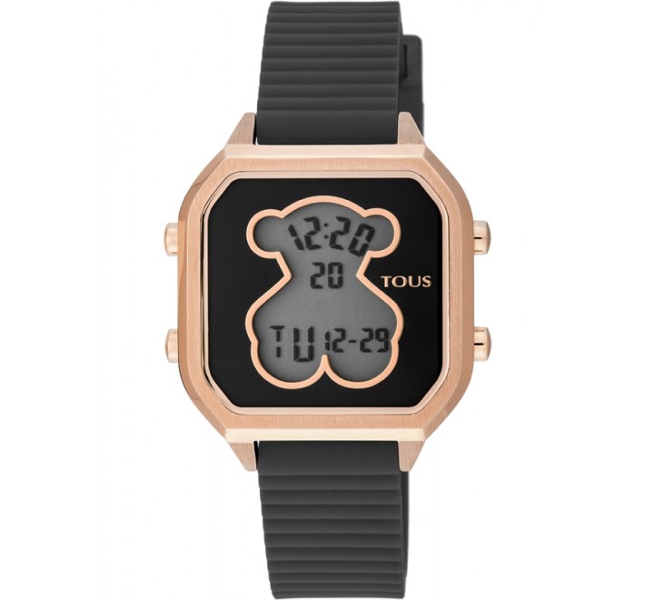 RELOJ TOUS D-BEAR SILICONA NEGRA Y ROSADO DIGITAL 100350400