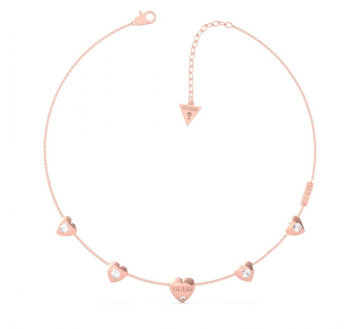 GARGANTILLA GUESS UBN70030 ACERO ROSADO CORAZONES CIRCONITAS