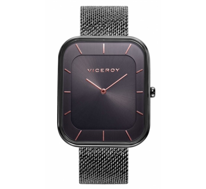 RELOJ VICEROY MALLA ACERO NEGRO ESFERA CUADRADA 471316-57