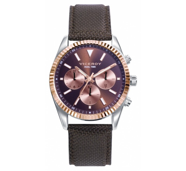 RELOJ VICEROY CAJA ACERO BICOLOR CORREA MARRON 42441-47
