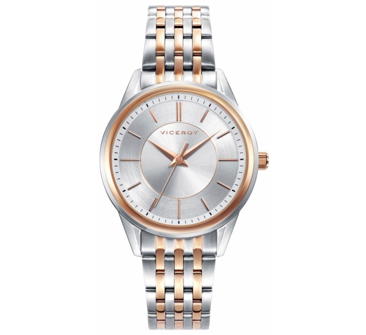 RELOJ VICEROY ACERO BICOLOR ROSADO ESFERA BLANCA 401072-97