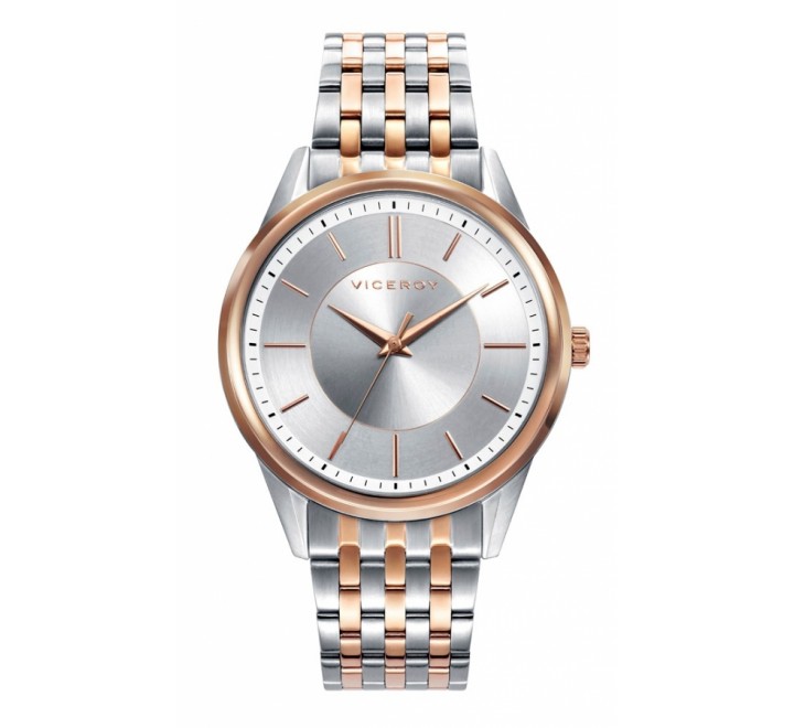 RELOJ VICEROY ACERO BICOLOR ROSADO ESFERA PLATEADA 401151-97