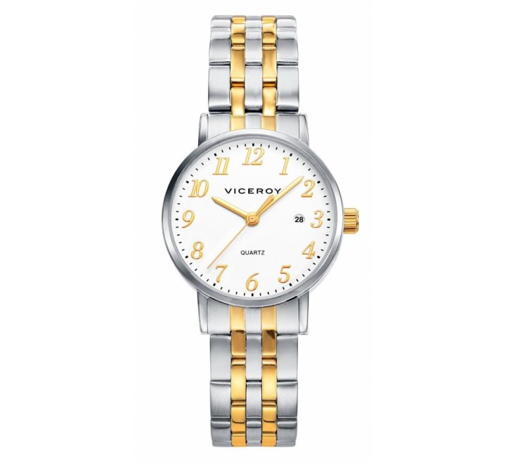RELOJ VICEROY CAJA Y ARMIS ACERO BICOLOR DORADO 42224-94