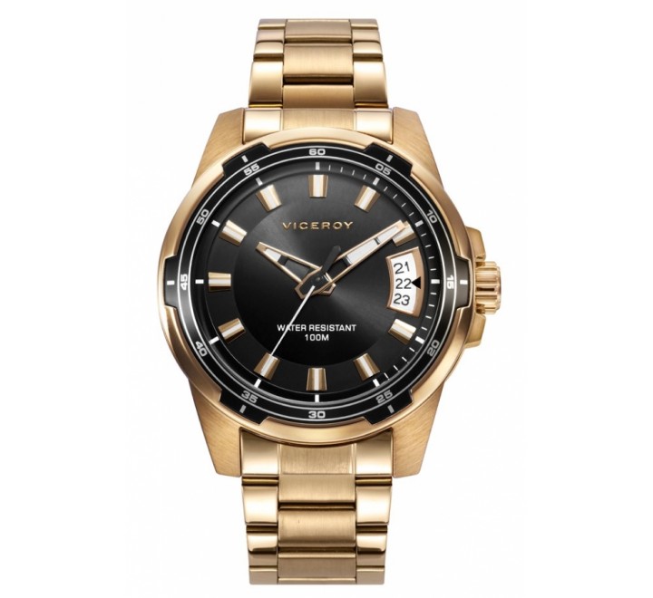 RELOJ VICEROY ACERO DORADO ESFERA NEGRA 401237-97