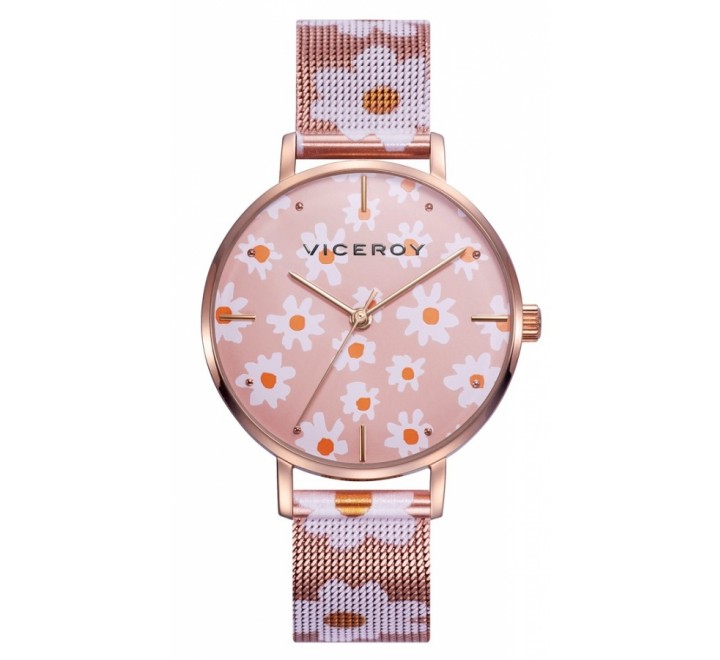 RELOJ VICEROY ACERO ROSADO CON FLORES 401140-77