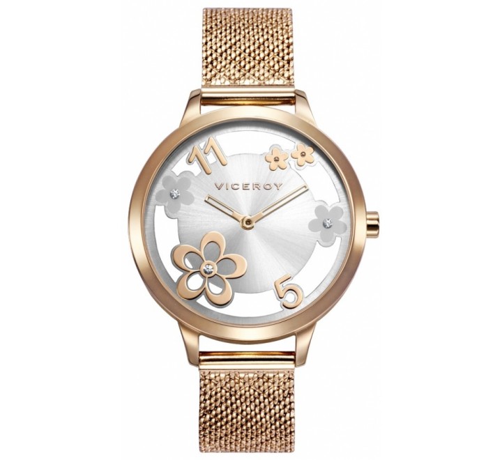 RELOJ VICEROY ACERO DORADO ESFERA CON FLORES 471296-05