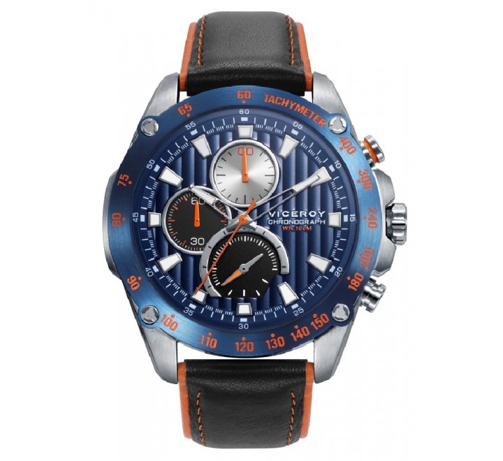 RELOJ VICEROY PIEL MARRON Y NARANJA ESFERA AZUL 46811-37