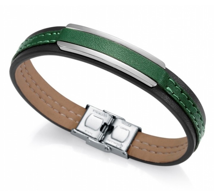 PULSERA VICEROY ACERO Y PIEL VERDE 15079P01016