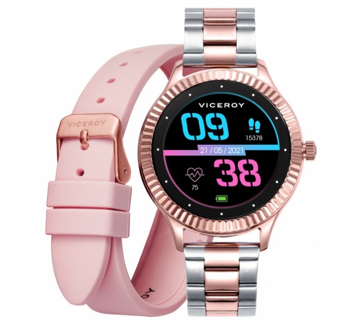 RELOJ VICEROY SMART ACERO BICOLOR ROSADO DOBLE CORREA 401152-40