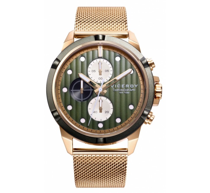 RELOJ VICEROY MALLA ACERO DORADO ESFERA VERDE 471329-67