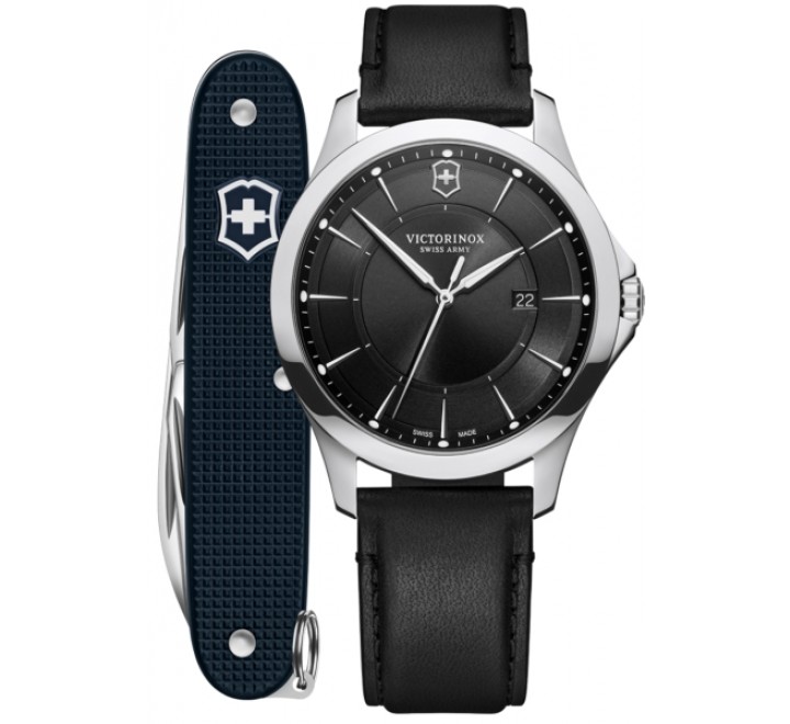 RELOJ VICTORINOX CAJA ACERO CORREA PIEL NEGRA V241904.1