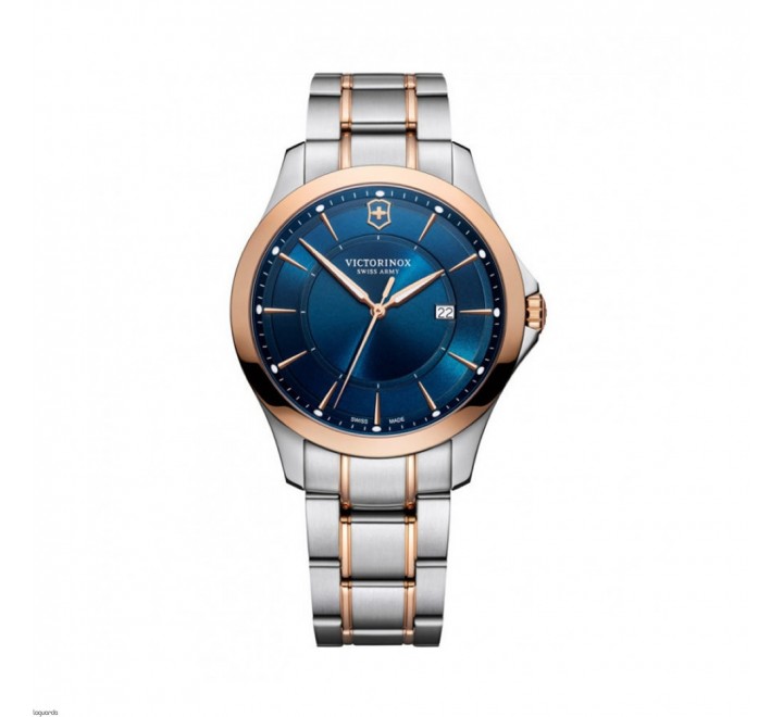 RELOJ VICTORINOX ACERO BICOLOR ROSADO ESFERA AZUL V241911