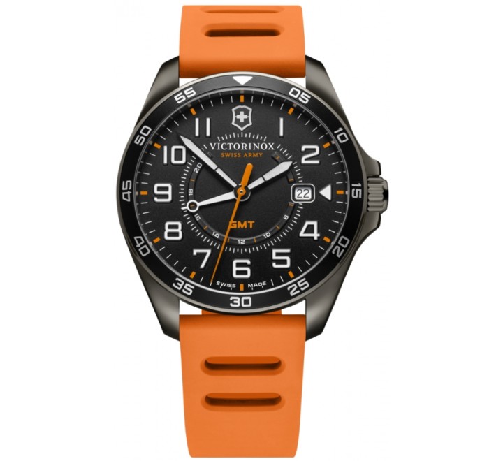 RELOJ VICTORINOX CAJA ACERO NEGRO SILICONA NARANJA V241897