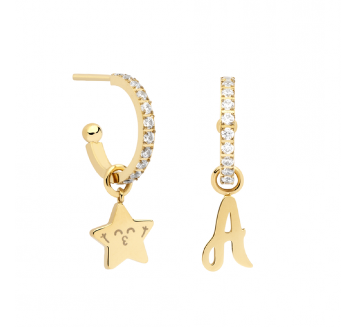 PENDIENTES MR WONDERFUL WJ10108 ACERO CHAPADO LETRA A