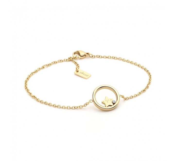 PULSERA MR WONDERFUL WJ30110 ACERO CHAPADO CIRCULO ESTRELLA