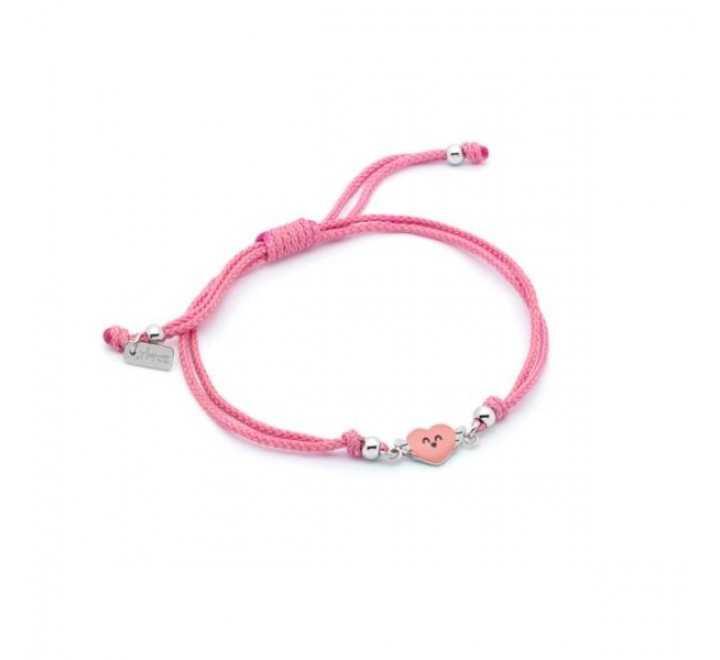 PULSERA MR WONDERFUL WJ30303 CUERDA ROSA ACERO CORAZON