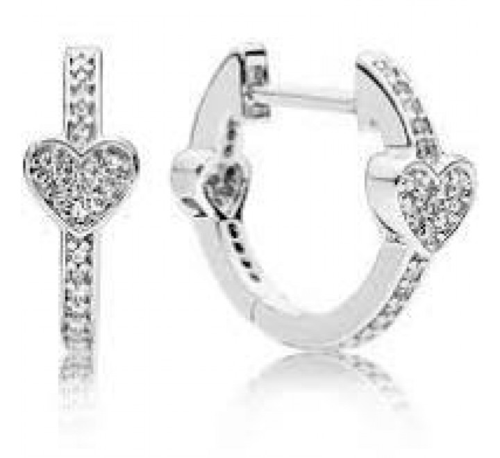 PENDIENTES PLATA PANDORA AROS CORAZON CIRCONITAS 297290CZ