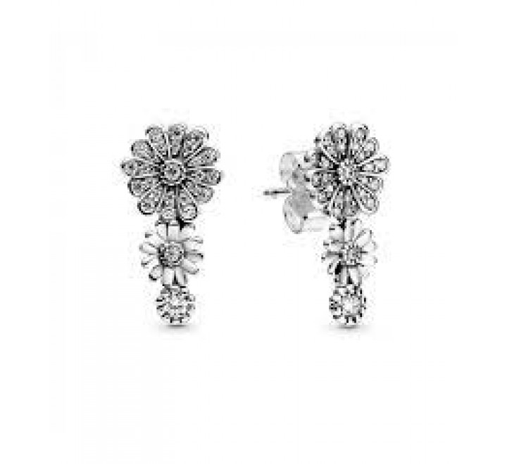 PENDIENTES PANDORA PLATA TRES FLORES CIRCONITAS 298876C01