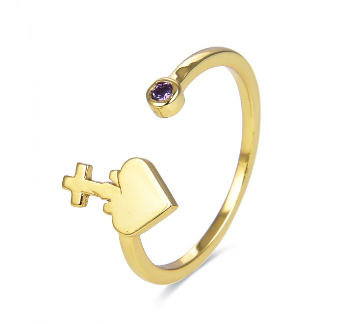ANILLO LUXENTER PLATA DORADA ABIERO CORAZON XA2088Y0900