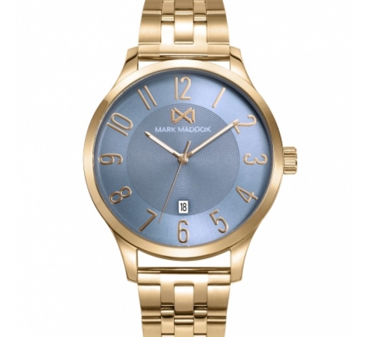 RELOJ MARK MADDOX CAJA Y ARMIS ACERO DORADO HM7145-35