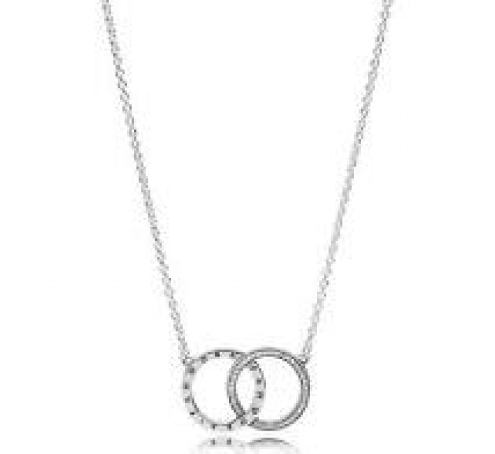 GARGANTILLA PANDORA PLATA 2 CIRCULOS CIRCONITAS 396235CZ-45