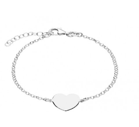 PULSERA PLATA CORAZON LISO CENTRO PU5106R