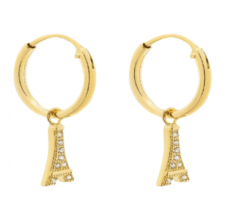 PENDIENTES PLATA DORADA ARO 1,5X13MM TORRE EIFFEL PE5722CH