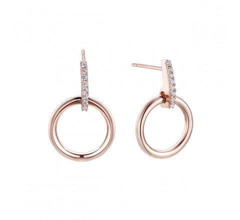 PENDIENTES PLATA ROSADA DETALLE CIRCONITAS Y REDONDO 00508581