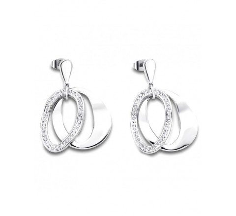 PENDIENTES LOTUS LS1672/4/1 ACERO OVALOS UNO CON CIRCONITAS