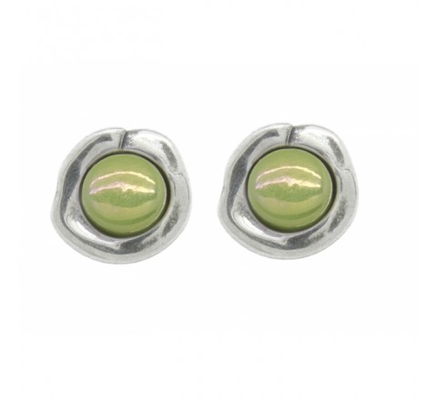 PENDIENTES CICLON REDONDOS CON MURANO VERDE LIMON181623