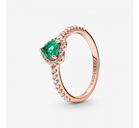 ANILLO PANDORA PLATA ROSADA CORAZON VERDE Nº14 188421c03-54