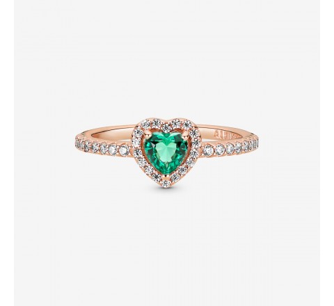 ANILLO PANDORA PLATA ROSADA CORAZON VERDE Nº12 188421C03-52