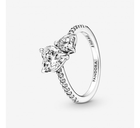 ANILLO PANDORA 191198C01-54 DOBLE CORAZON BRILLANTE