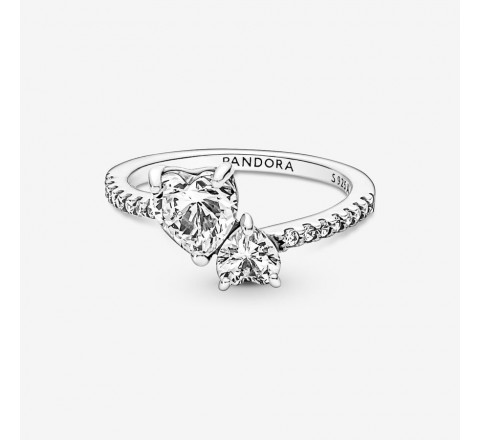 ANILLO PANDORA 191198C01-54 DOBLE CORAZON BRILLANTE