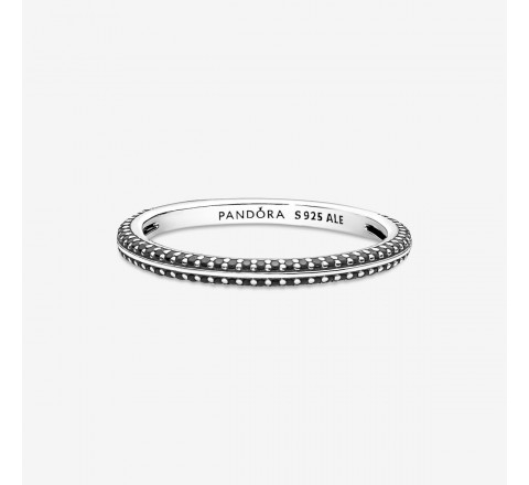 ANILLO PANDORA ME PLATA CIRCONITAS NEGRAS Nº16 199679C02-56
