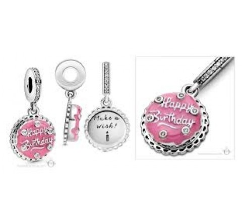 CHARM PANDORA 798888CO1 TARTA CUMPLEAÑOS ESMALTADA ROSA