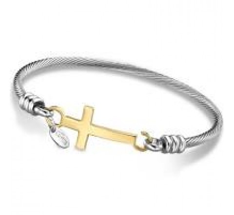 PULSERA LOTUS LS1924/2/2 ACERO RIGIDA CRUZ CHAPADA DORADO