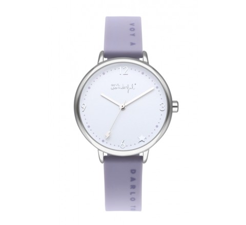 RELOJ MR WONDERFUL WR40300 SILICONA LILA CAJA ACERO