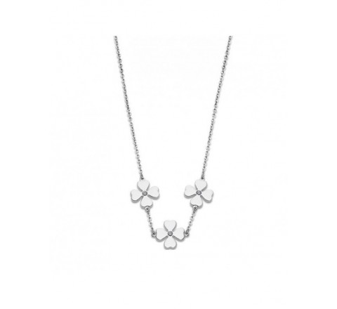 COLLAR LOTUS LS2032/1/1 ACERO 3 TREBOLES Y CIRCONITA