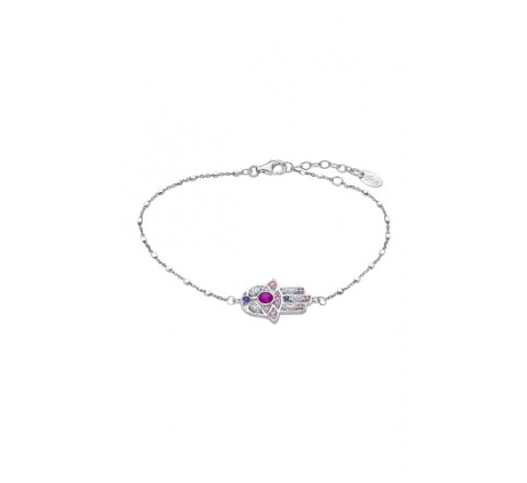 PULSERA LOTUS PLATA MANO FATIMA CIRCONITAS LP1989-2/1