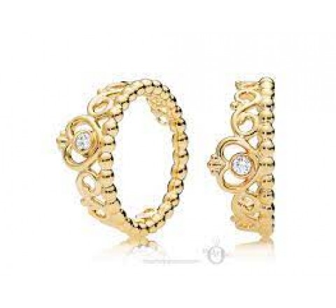 ANILLO PANDORA 167158CZ-50 N?10 PLATA DORADA FORMA CORONA