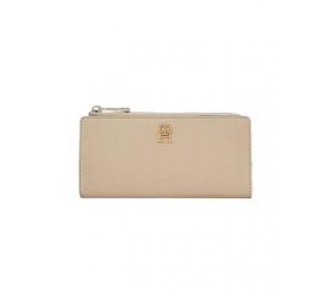 BILLETERA TOMMY HILFIGER BEIGE LOGO DORADO AW0AW14643 AEG