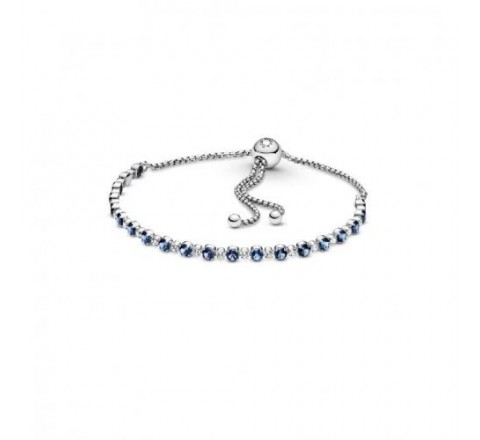 PULSERA PANDORA PLATA CIRCONITAS BLANCAS Y AZUL 599377C01-1