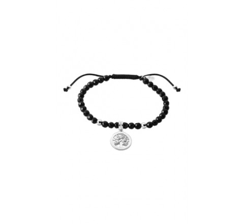 PULSERA LOTUS PLATA BOLAS NEGRAS ARBOL VIDA LP1768-2/6