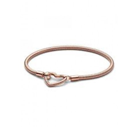 PULSERA PANDORA PLATA ROSADA CIERRE CORAZON 17C 582257C00-17