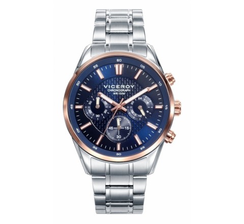 RELOJ VICEROY 401017-37 CABALLERO ACERO BISEL ROSADO