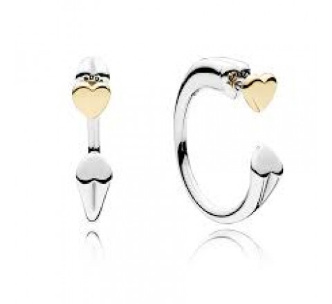 PENDIENTES PANDORA 296576 PLATA AROS CORAZON DORADO