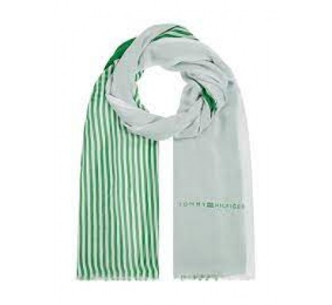 PAÑUELO TOMMY HILFIGER VERDE Y BLANCO RAYAS AW0AW14539 0H7