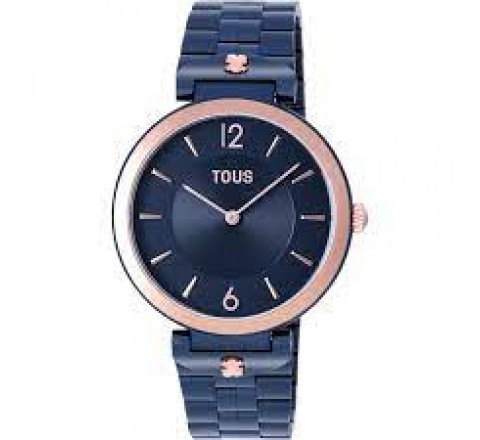 RELOJ TOUS CAJA Y ARMIS ACERO AZUL BISEL ROSADO 200351072